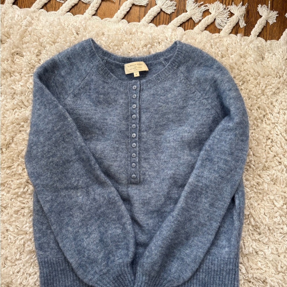 Sezane Blue Crew Neck Sweater / Jumper Wool-Blend (Small)